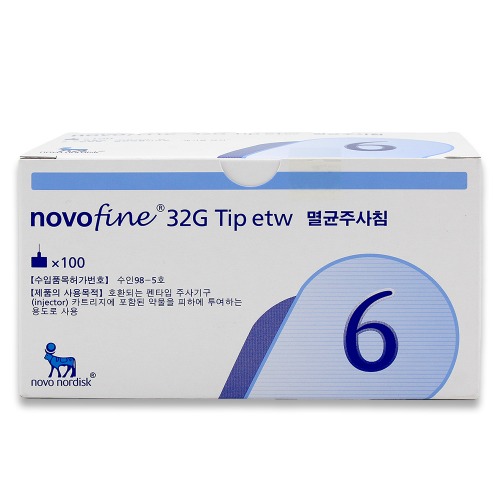 노보파인 32G 6mm 멸균주사침 100개입 인슐린 펜니들 주사바늘 novofune